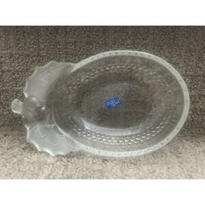 Hard to Find Vintage Studio Nova Clear Glass Holly Leaf Candy / Trinket Dish